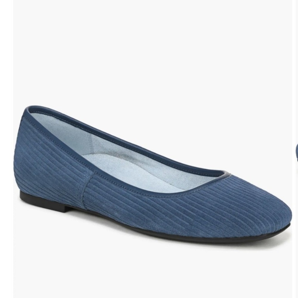 Vionic Orinda Ballet Flat Womens Size 9 Blue Suede Ribbed Texture NWOT
